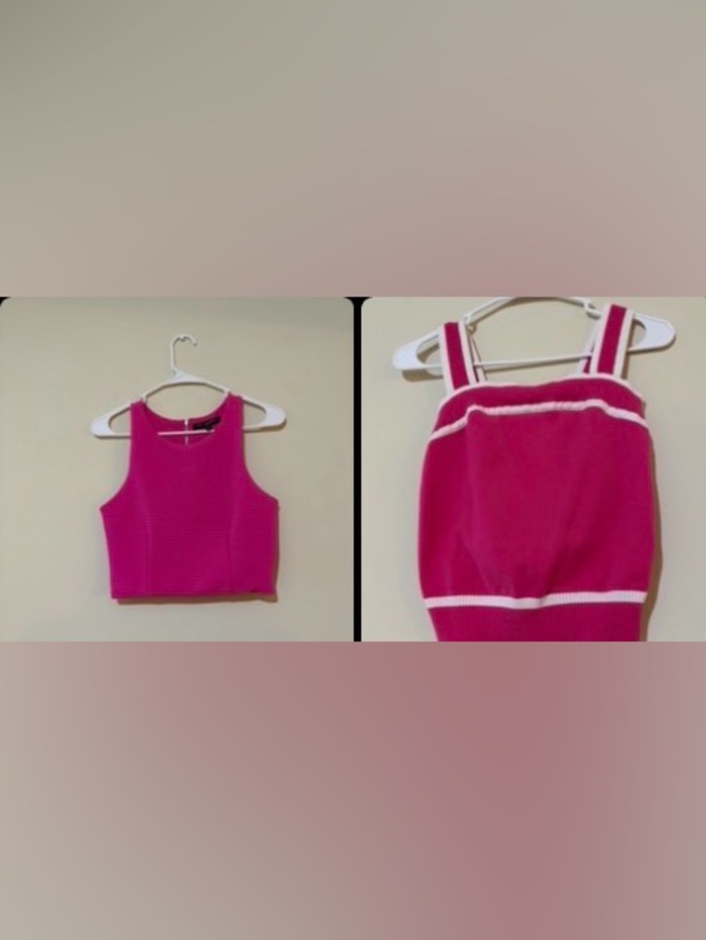 Fuchsia Ribbed Crop Tank Top  Bundle